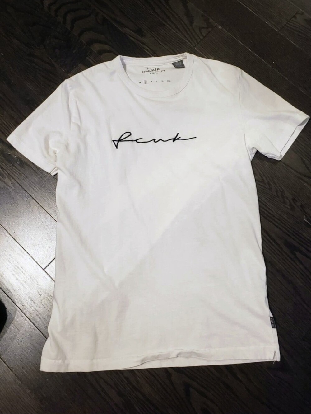 French Connection White Script-Logo Crewneck T-Shirt - Men FCUK T- SHIRT